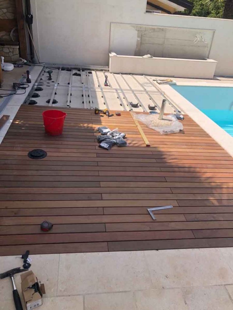 IPE Lapacho drvo decking - bazen otok Krk montaza